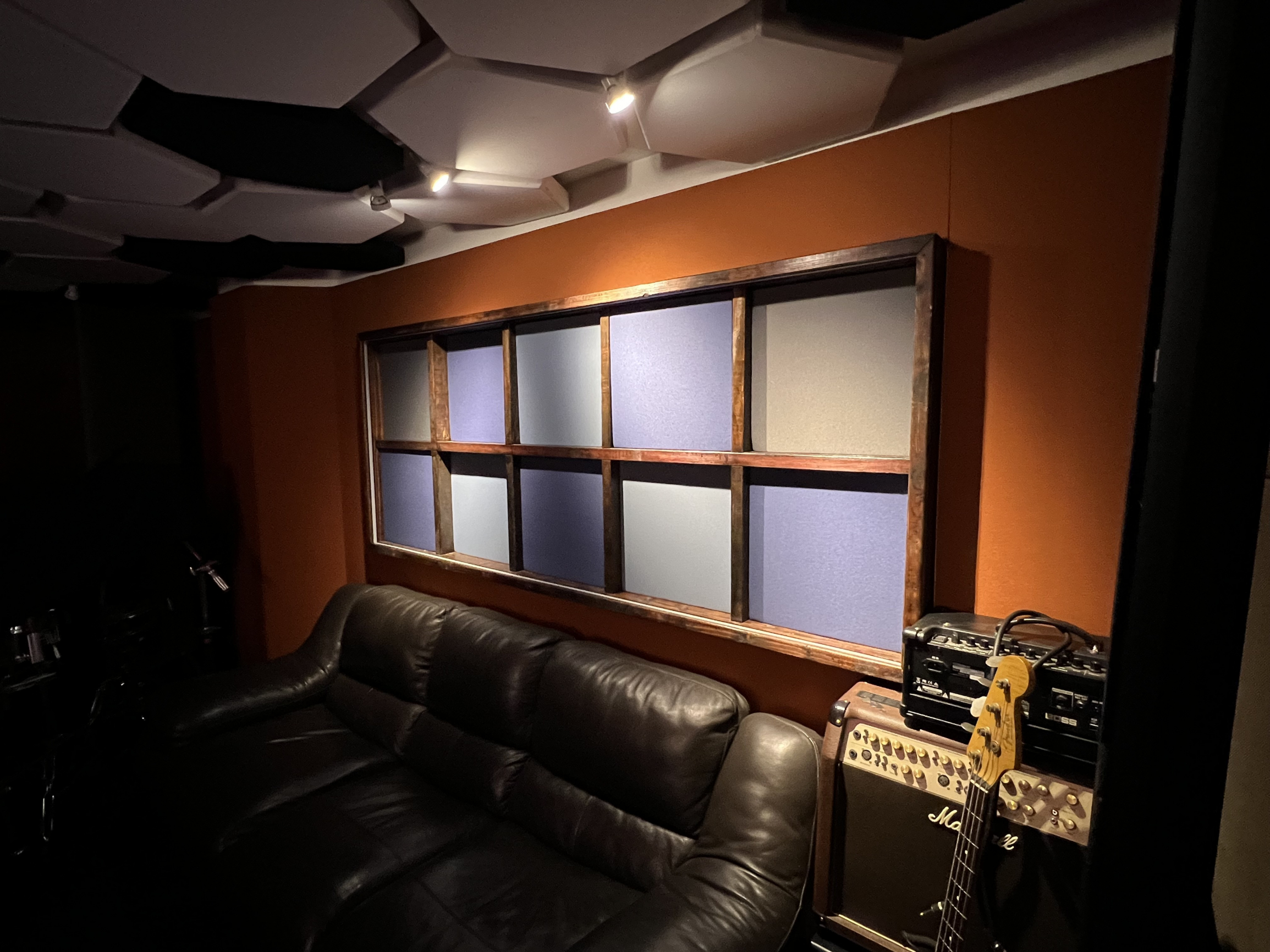Custom Design Geometric Shape (and Fabric Wall) in Recording Studio 1