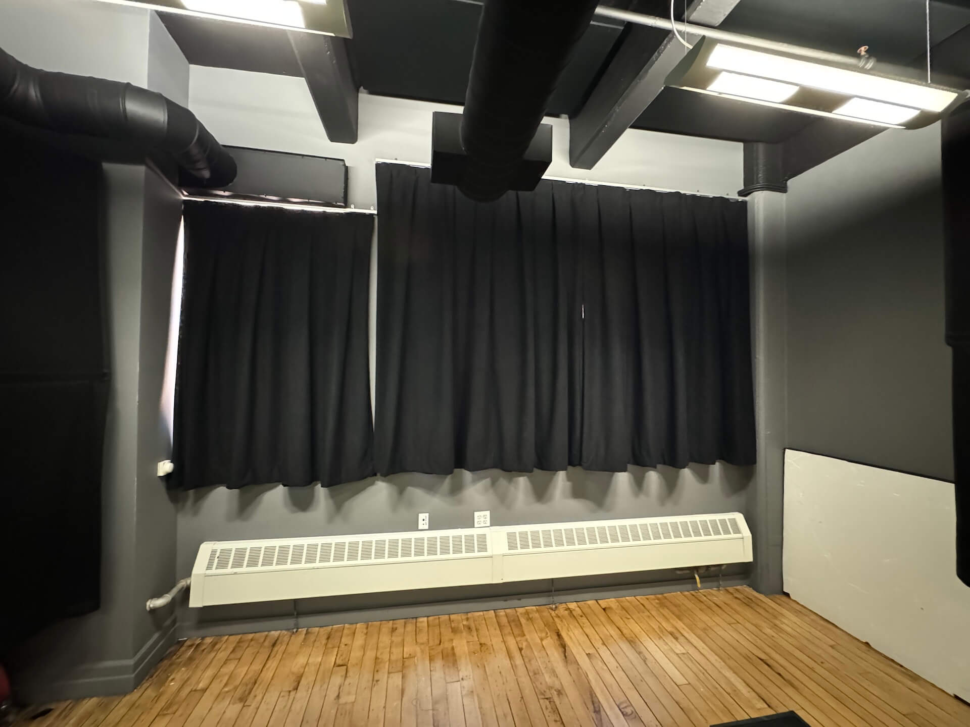 Black Acoustic Curtains and Ceiling Panels