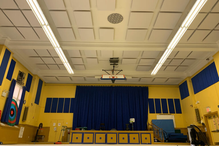 Acoustic treatment of multipurpose gym