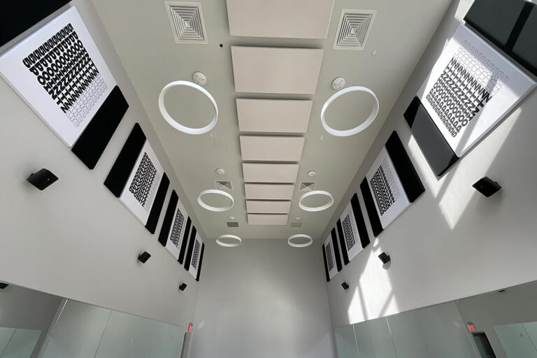 Custom print acoustic wall panels in a dance studio