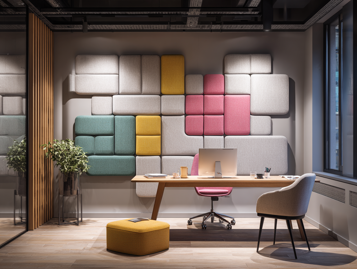 Modern office with acoustic wall panels