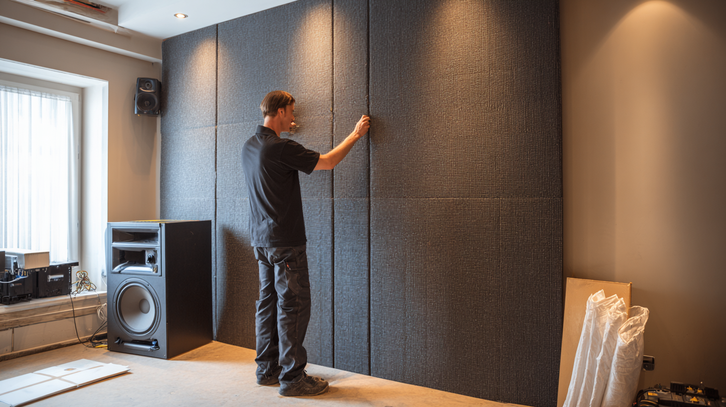 Technician installing soundproofing panels on a gaming room wall