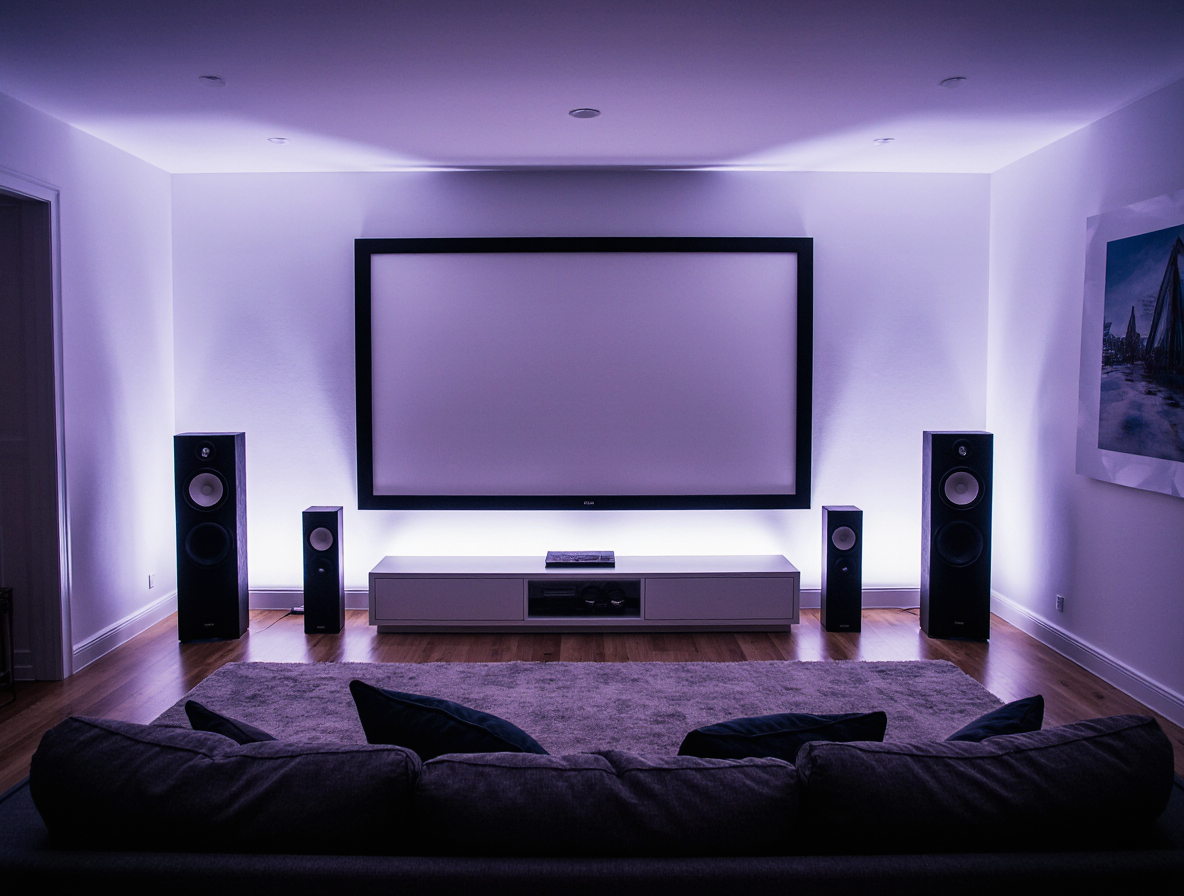 a luxury modern home theater in the apartment