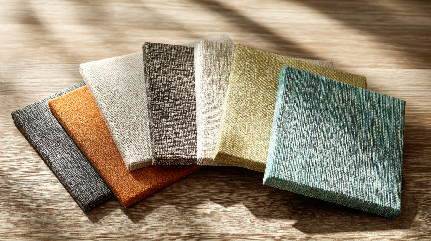 Acoustic panel fabric samples in multiple colors and textures for selection