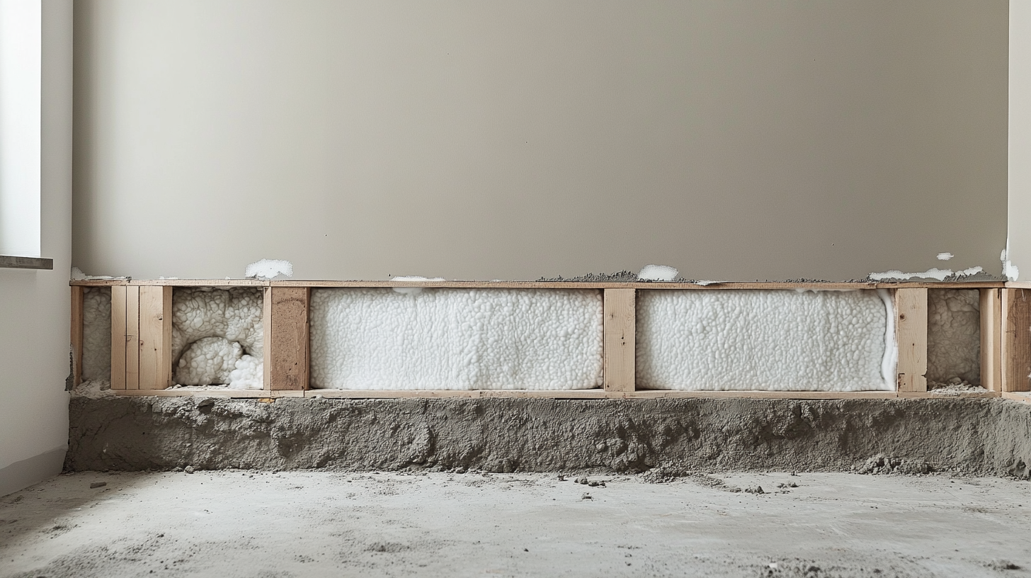 Wall insulation between wood studs in a bathroom