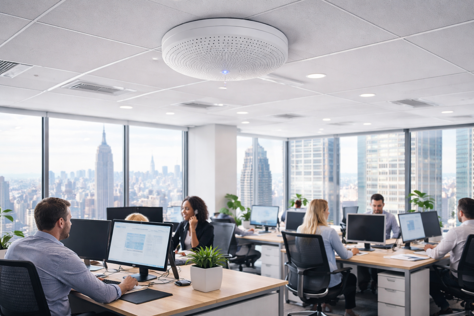 Sound masking systems integrated into office ceiling design.png