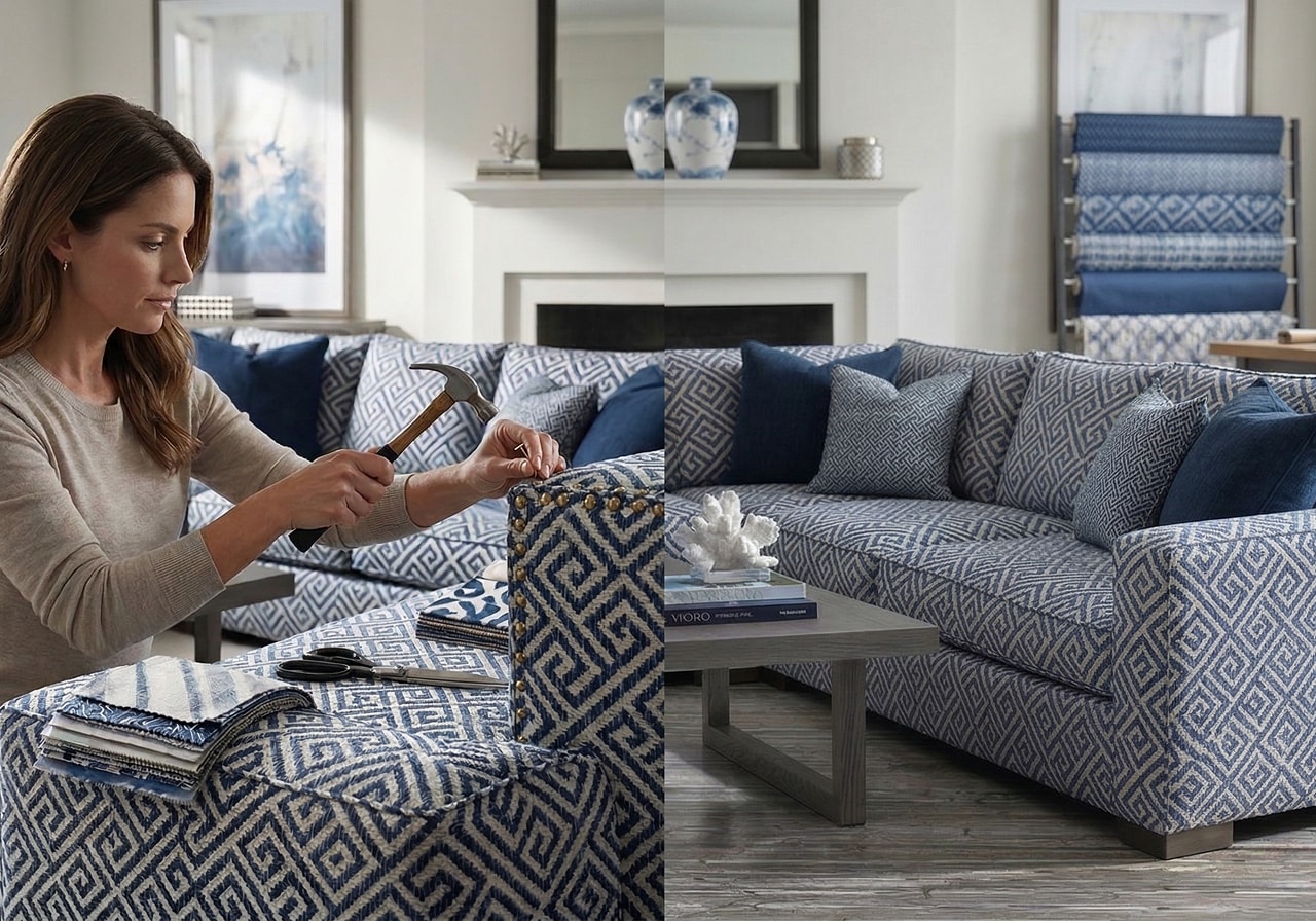 Custom fabric samples for furniture consultation