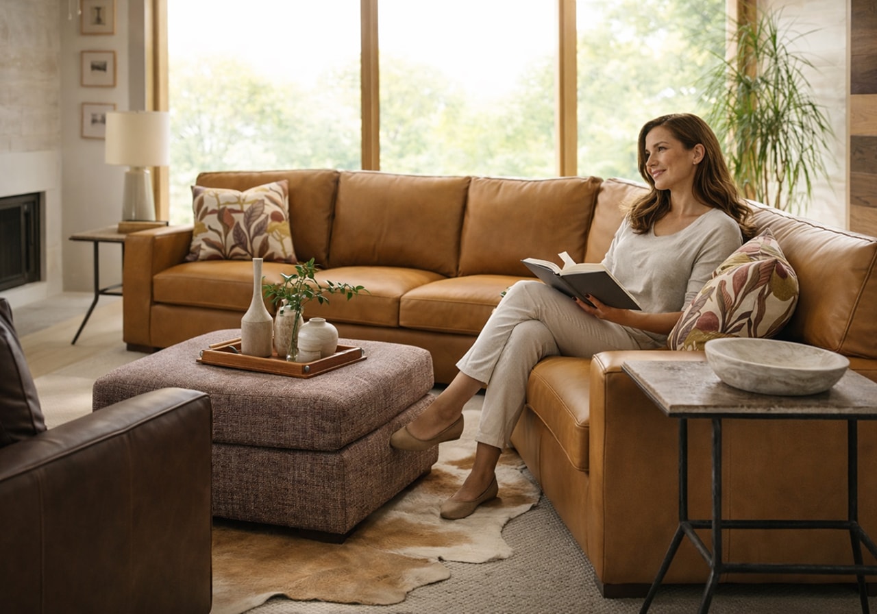 Acoustic-grade fabric applied to apartment sofa
