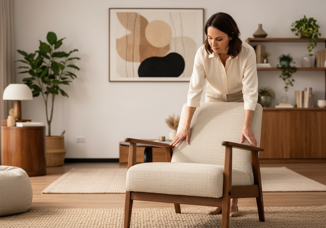 Dining chair seat recovered in durable fabric