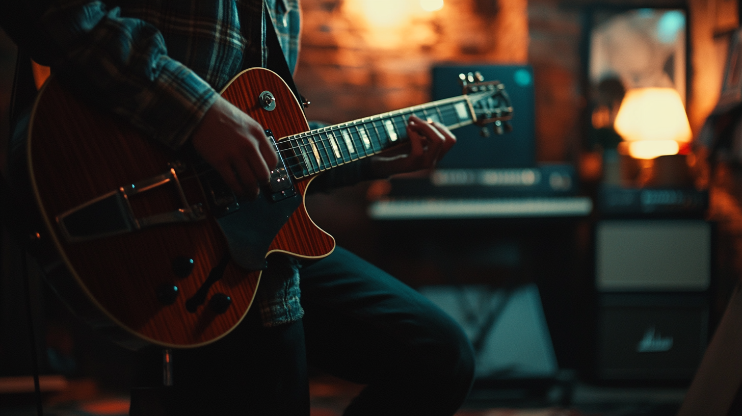 A music studio with stylish acoustic pannels