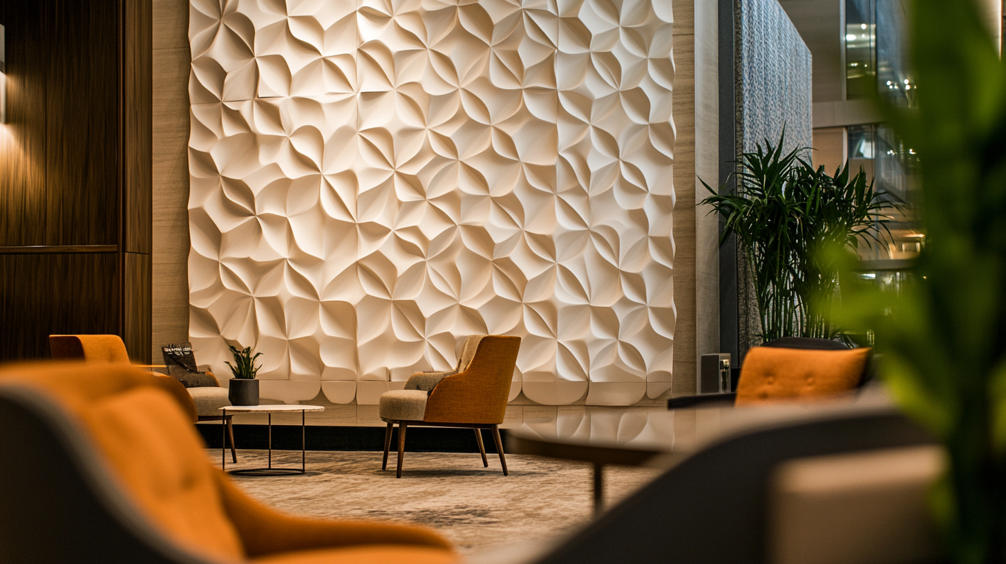 A boutique hotel lobby with acoustic pannels