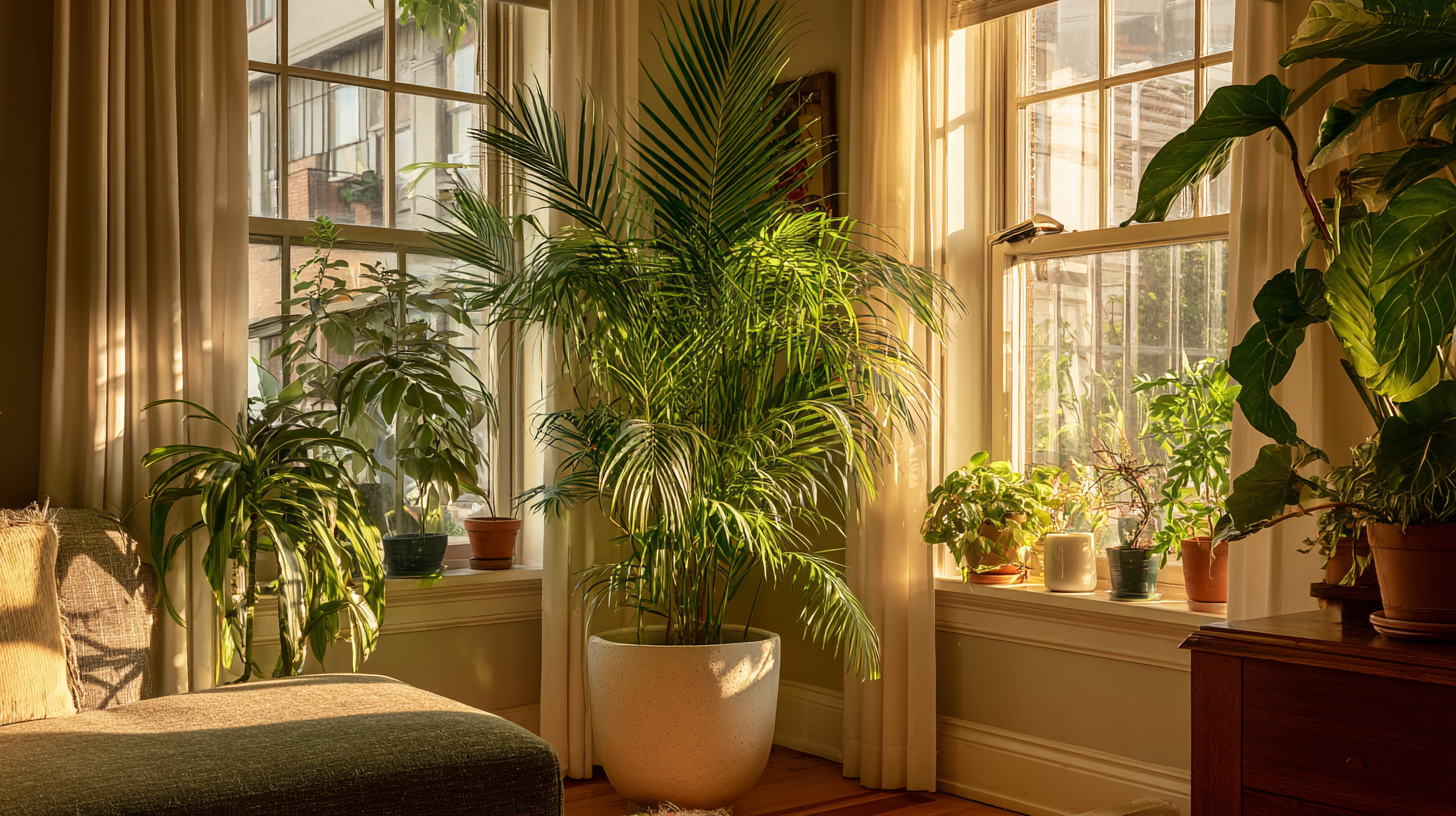Large indoor plants positioned near windows